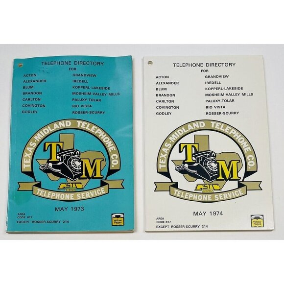 1973 1974 Texas-Midland Telephone Directory Acton Godley Blum WHITE/YELLOW PAGES - Picture 1 of 4